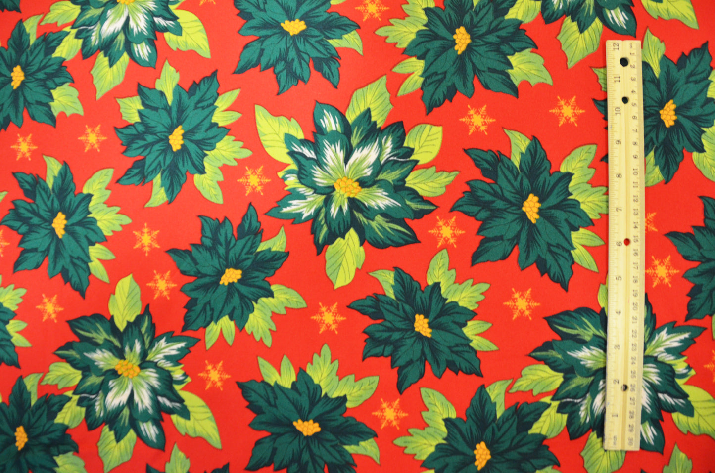 Christmas Fabric by the Yard | Polyester Poinsettia Fabric | 60" Wide | Tablecloth and Decor Fabric |