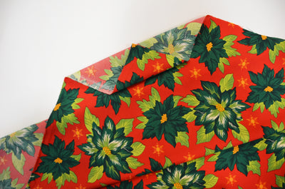 Christmas Fabric by the Yard | Polyester Poinsettia Fabric | 60" Wide | Tablecloth and Decor Fabric |
