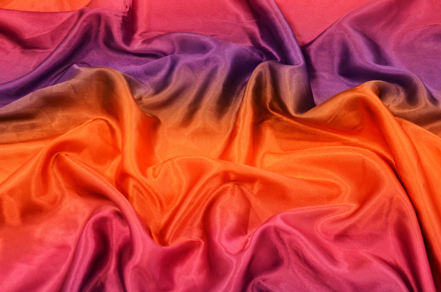 Ombre Satin Fabric | 60" Wide | Rainbow Charmeuse Fabric | Pink Yellow Blue Purple Orange |