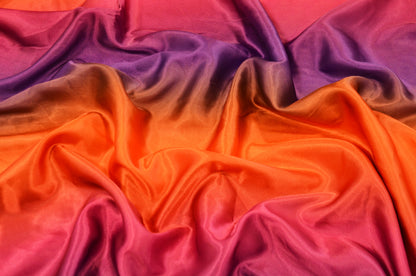 Ombre Satin Fabric | 60" Wide | Rainbow Charmeuse Fabric | Pink Yellow Blue Purple Orange |
