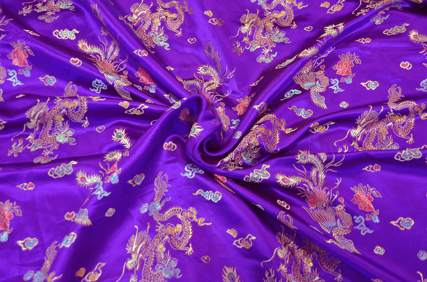 45" Chinese Brocade Dragon Fabric by the Yard | Chinese Dragon Fabric | Multiple Colors