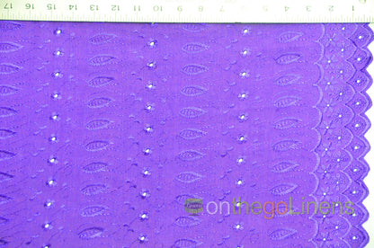 Polyester Cotton Eyelet Embroidery with Double Sided Borders Fabric by the Yard
