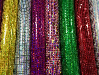 Hologram Quad Sequins Fabric by the Yard | Hologram Square Confetti Sequins Fabric | 45" Wide | Multiple Colors |