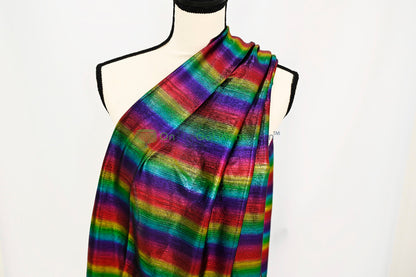 Rainbow Metallic Stretch Slinky Fabric by the Yard | 58” Wide | 2 Way Stretch