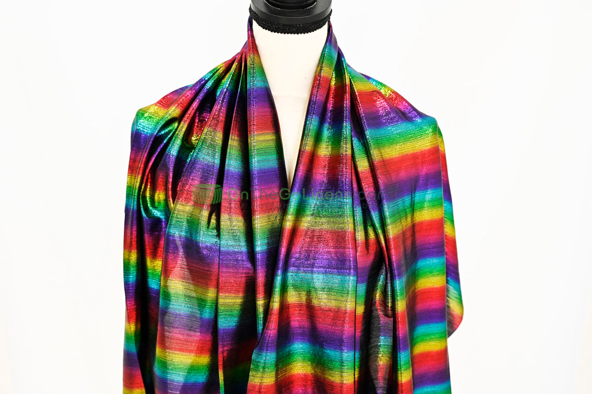 Rainbow Metallic Stretch Slinky Fabric by the Yard | 58” Wide | 2 Way Stretch