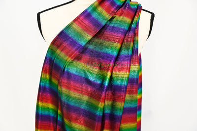 Rainbow Metallic Stretch Slinky Fabric by the Yard | 58” Wide | 2 Way Stretch