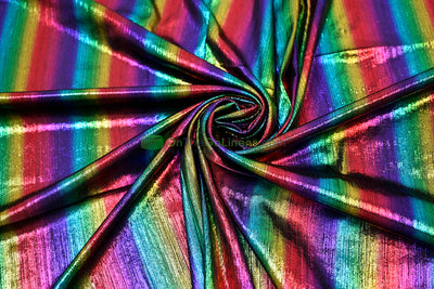 Rainbow Metallic Stretch Slinky Fabric by the Yard | 58” Wide | 2 Way Stretch