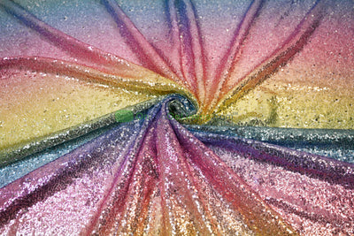 Rainbow Sequins Fabric | Multi Color Sequins Rainbow on Mesh Fabric | Mermaid Mesh Sequins Fabric | Ombre Sequins Fabric by the Yard |