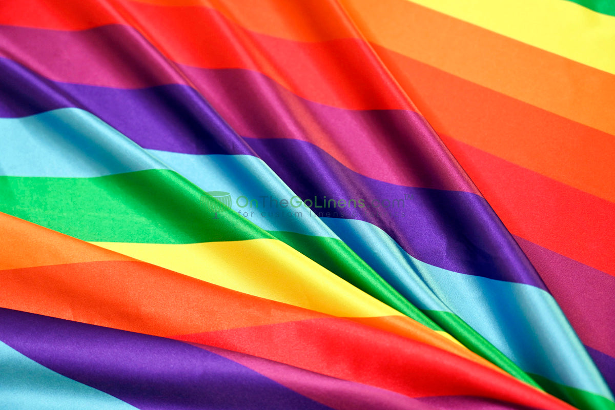 Rainbow Stripe Satin Fabric | Soft Satin Stripe Charmeuse Fabric | 60" Wide