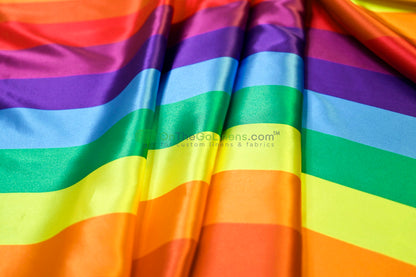 Rainbow Stripe Satin Fabric | Soft Satin Stripe Charmeuse Fabric | 60" Wide