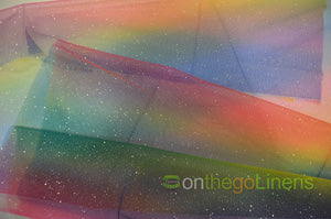 Rainbow Tulle Glitter Fabric by the Yard | 60" Wide | Multicolor Tulle Fabric |