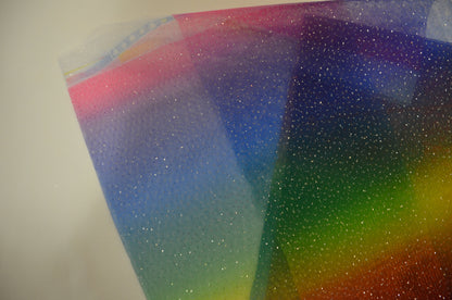 Rainbow Tulle Glitter Fabric by the Yard | 60" Wide | Multicolor Tulle Fabric |
