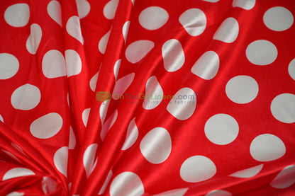 Polka Dot Charmeuse Satin Print Fabric by the Yard | 60" Wide | Large Dots |