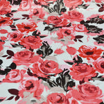 Rosewood Satin Print Fabric | Floral Satin Print Fabric by the yard | 60" Wide | 100% Polyester |