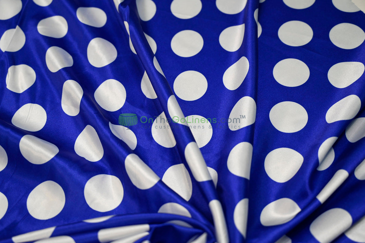 Polka Dot Charmeuse Satin Print Fabric by the Yard | 60" Wide | Large Dots |
