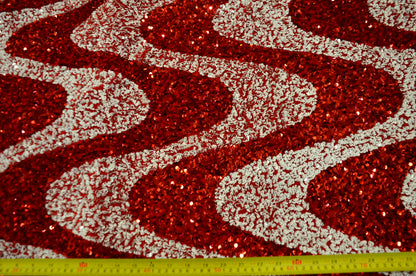 Wave Sequins Stretch Velvet Fabric by the Yard | Wave Sequins Velvet Fabric | 60" wide | Multiple Colors |