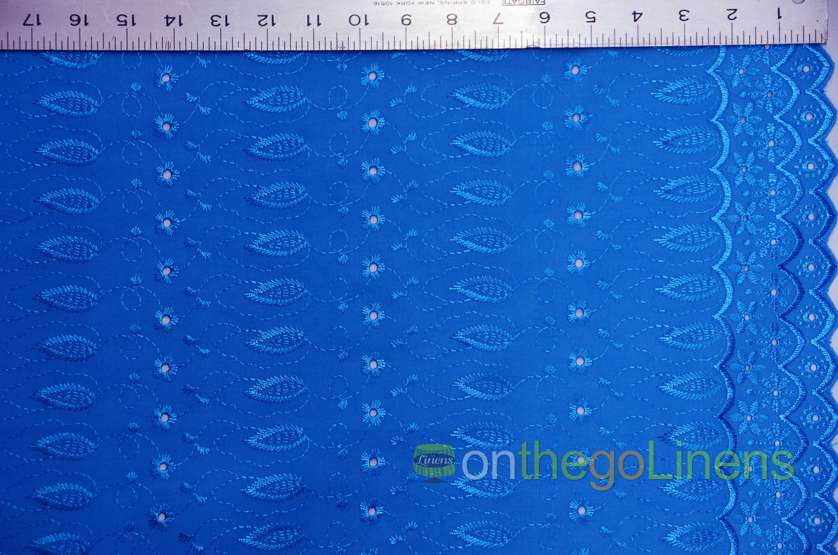 Polyester Cotton Eyelet Embroidery with Double Sided Borders Fabric by the Yard