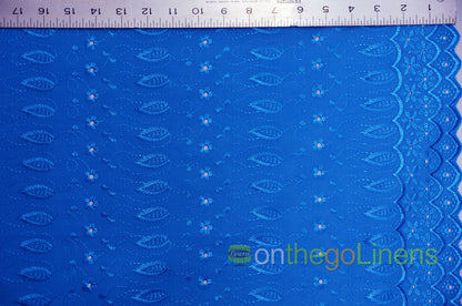 Polyester Cotton Eyelet Embroidery with Double Sided Borders Fabric by the Yard