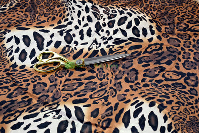 Jungle Animal Satin Print Fabric | Charmeuse Satin Tiger Cheetah Blend X Yard | Satin Animal Print | 60" Wide | Soft Light Weight Flow