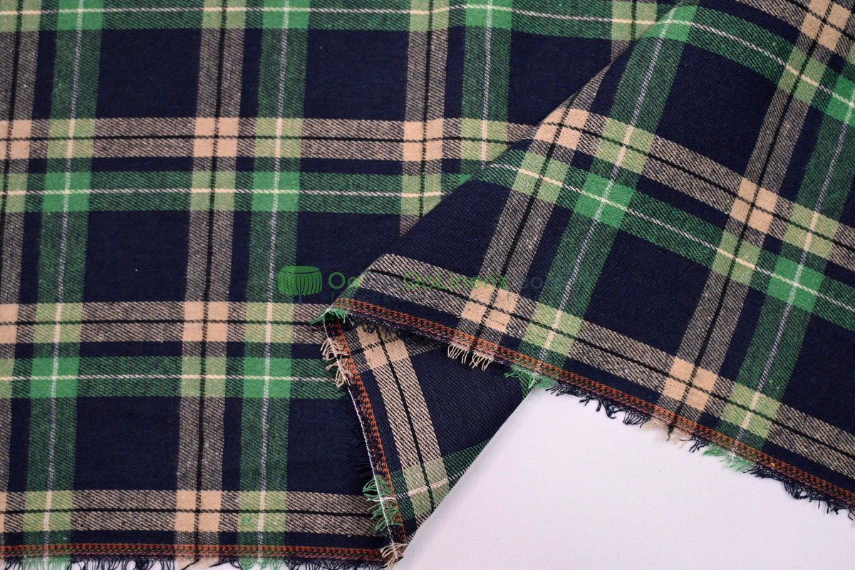 Plaid Flannel Fabric | Brushed Cotton Face | 80% Polyester 20% Cotton | 7 oz | Soft & Cozy Apparel Fabric