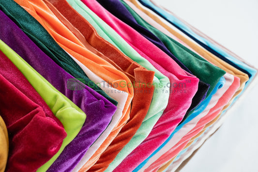 Stretch Velvet Fabric by the Yard | Soft and Smooth Spandex Velvet Fabric | 60" wide | Multiple Colors | Wholesale Bolt Available |