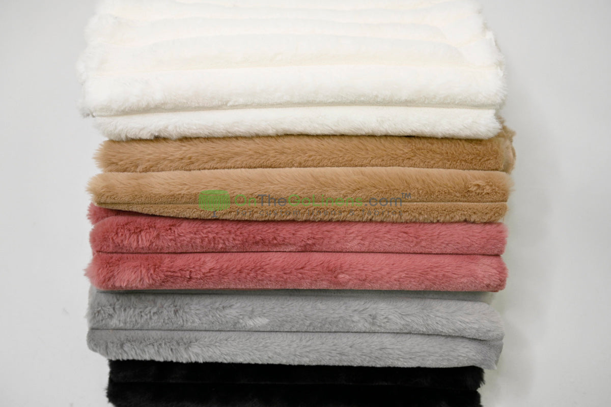 Striped Rabbit Fur Fabric by the Yard | Ultra-Soft Plush Faux Fur | 64/66” Wide | Available in Multiple Colors
