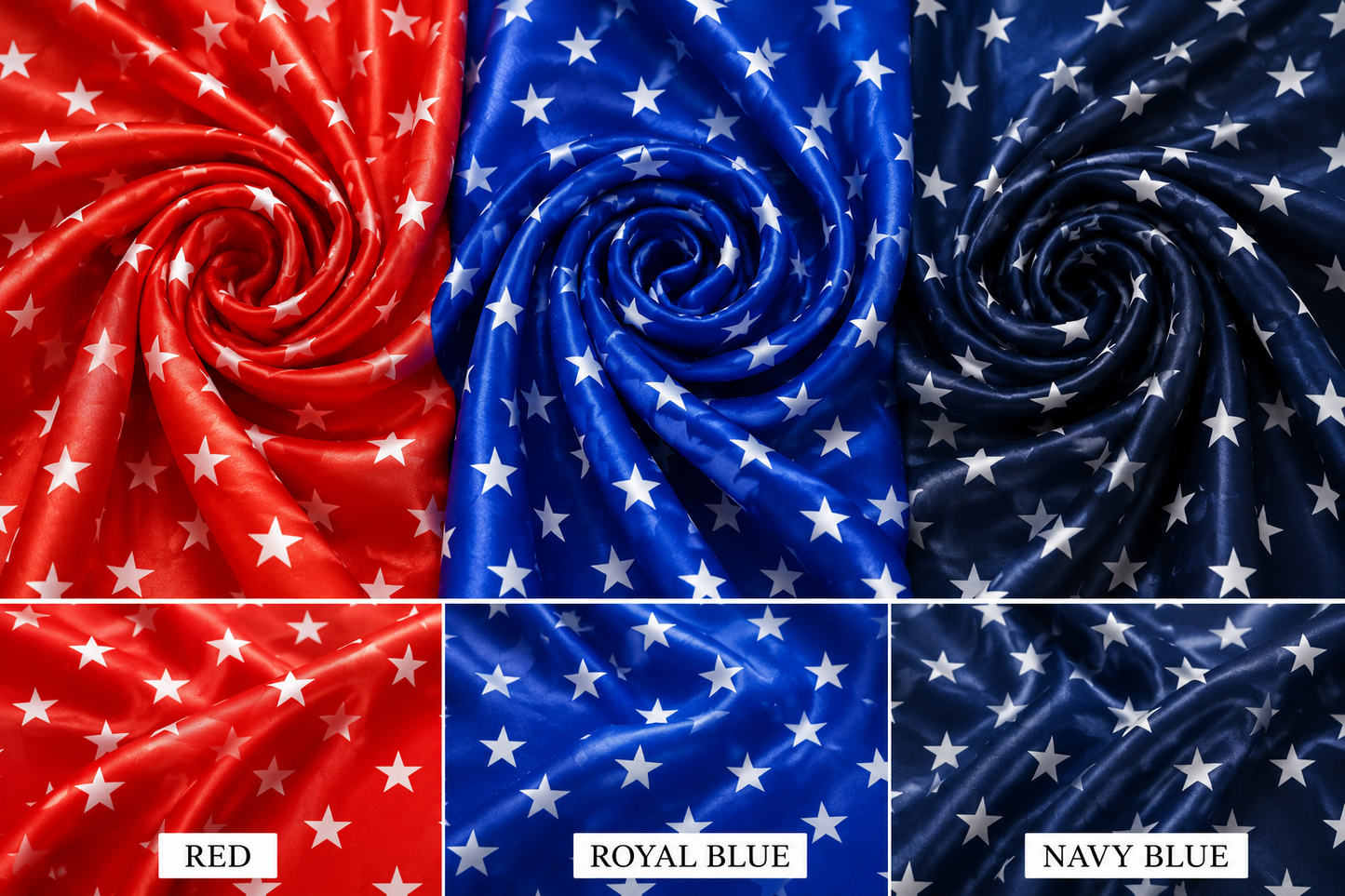 American Flag Charmeuse Satin Fabric by the Yard 60" Wide