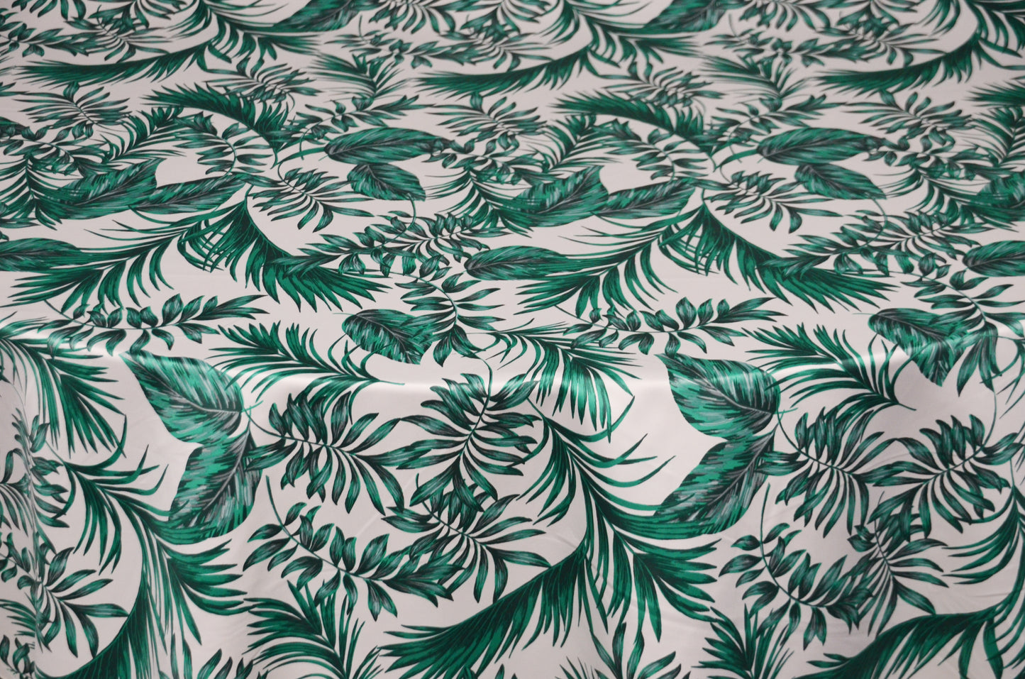 Tropical Paradise Table Linens | Palm Leaves Satin Print Tablecloth | 100% Polyester |