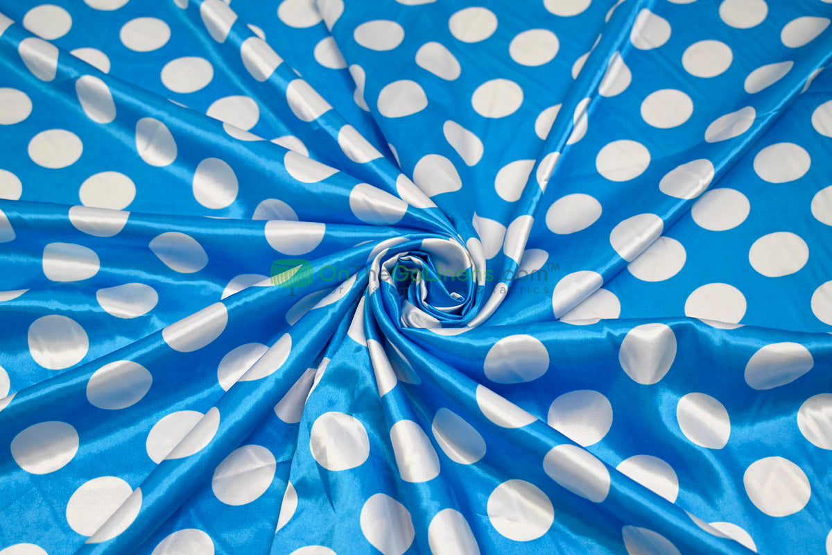 Polka Dot Charmeuse Satin Print Fabric by the Yard | 60" Wide | Large Dots |