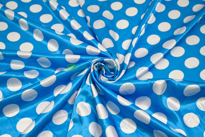 Polka Dot Charmeuse Satin Print Fabric by the Yard | 60" Wide | Large Dots |