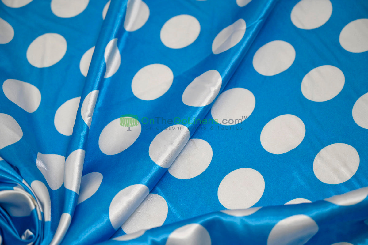 Polka Dot Charmeuse Satin Print Fabric by the Yard | 60" Wide | Large Dots |