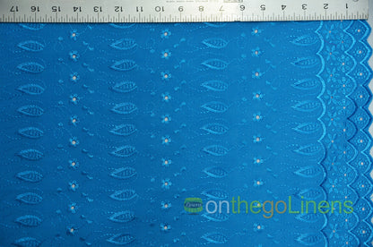 Polyester Cotton Eyelet Embroidery with Double Sided Borders Fabric by the Yard