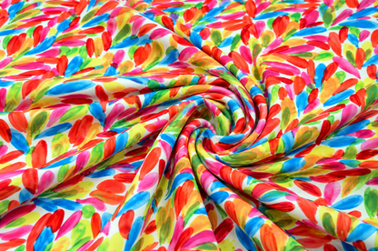 LA Vibe Colorful Abstract Satin Print Fabric by the Yard 60" Wide 100% Polyester