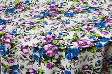 Watercolor Floral Print Fabric by the Yard | Flower Satin Print Fabric | 60" Wide | 100% Polyester |