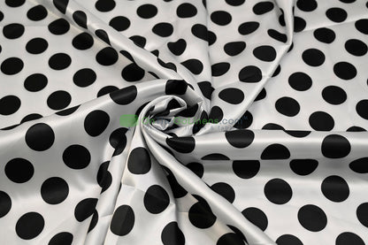 Polka Dot Charmeuse Satin Print Fabric by the Yard | 60" Wide | Large Dots |