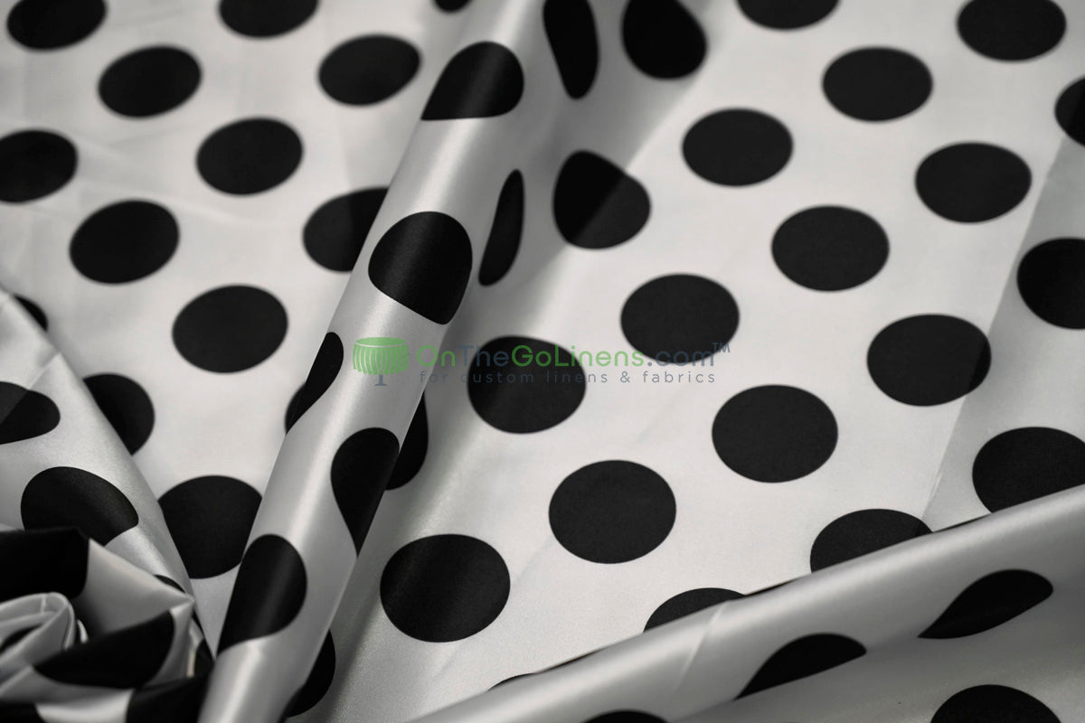 Polka Dot Charmeuse Satin Print Fabric by the Yard | 60" Wide | Large Dots |