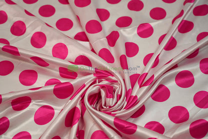 Polka Dot Charmeuse Satin Print Fabric by the Yard | 60" Wide | Large Dots |