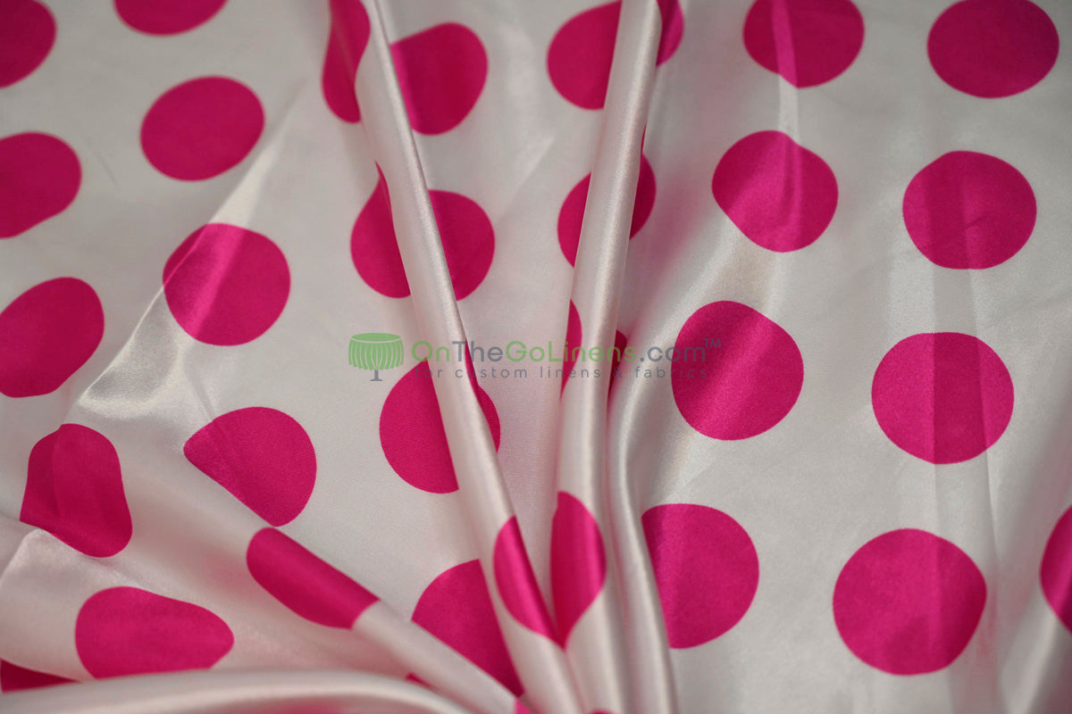 Polka Dot Charmeuse Satin Print Fabric by the Yard | 60" Wide | Large Dots |