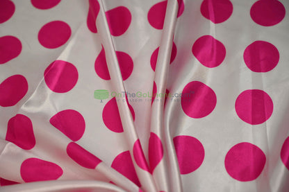 Polka Dot Charmeuse Satin Print Fabric by the Yard | 60" Wide | Large Dots |