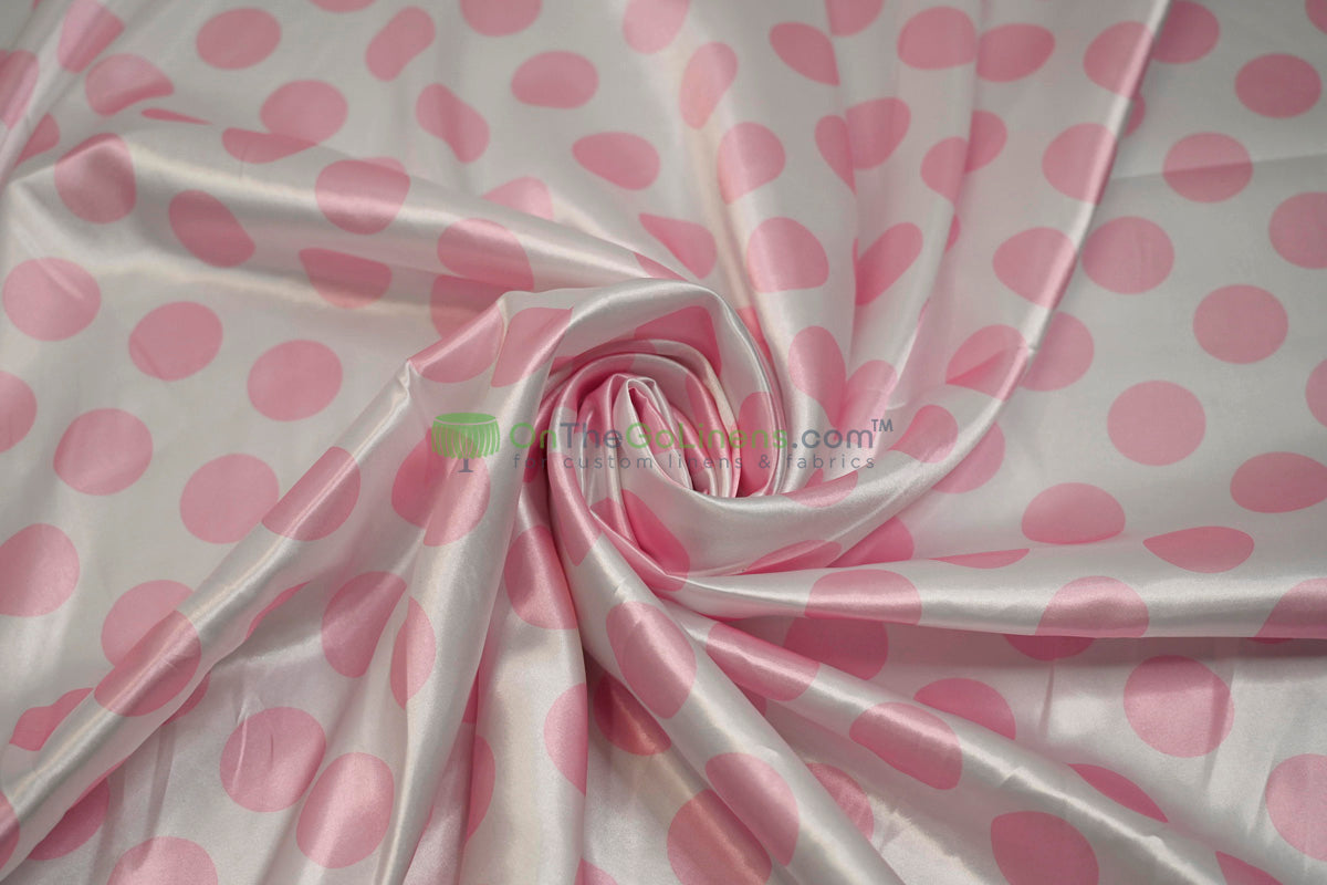 Polka Dot Charmeuse Satin Print Fabric by the Yard | 60" Wide | Large Dots |