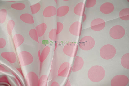Polka Dot Charmeuse Satin Print Fabric by the Yard | 60" Wide | Large Dots |