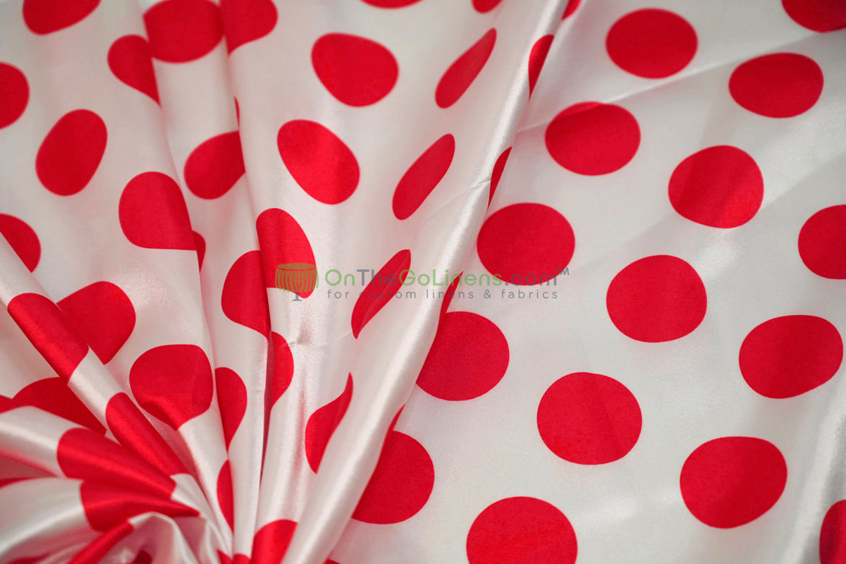 Polka Dot Charmeuse Satin Print Fabric by the Yard | 60" Wide | Large Dots |