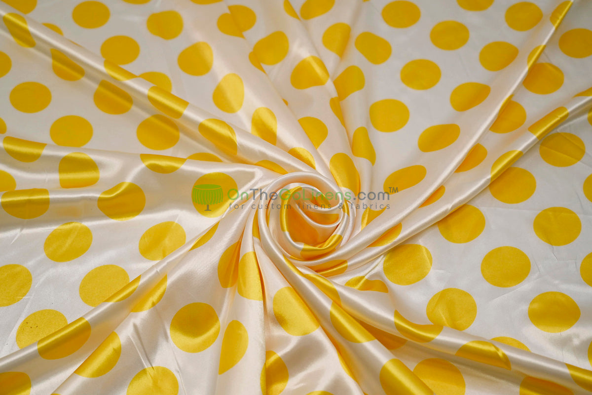 Polka Dot Charmeuse Satin Print Fabric by the Yard | 60" Wide | Large Dots |