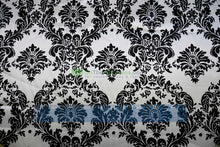 Damask Charmeuse Satin Event Drapery Panels | White Black Damask Curtains |