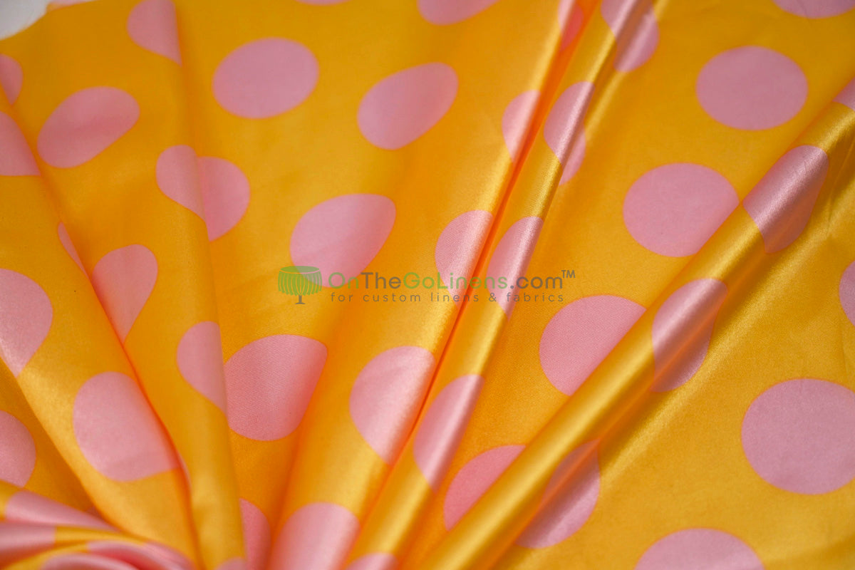 Polka Dot Charmeuse Satin Print Fabric by the Yard | 60" Wide | Large Dots |