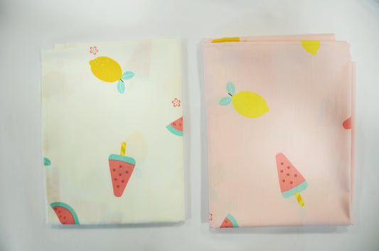 Yellow Lemon Watermelon Fruit Cotton Fabrics | 100% Cotton Print Fabrics | Two Colors |
