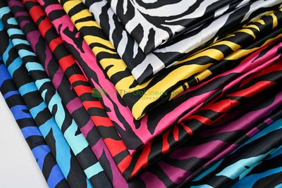 Zebra Print Charmeuse Satin Fabric | Silky Satin Zebra Print Fabric | 100% Polyester |