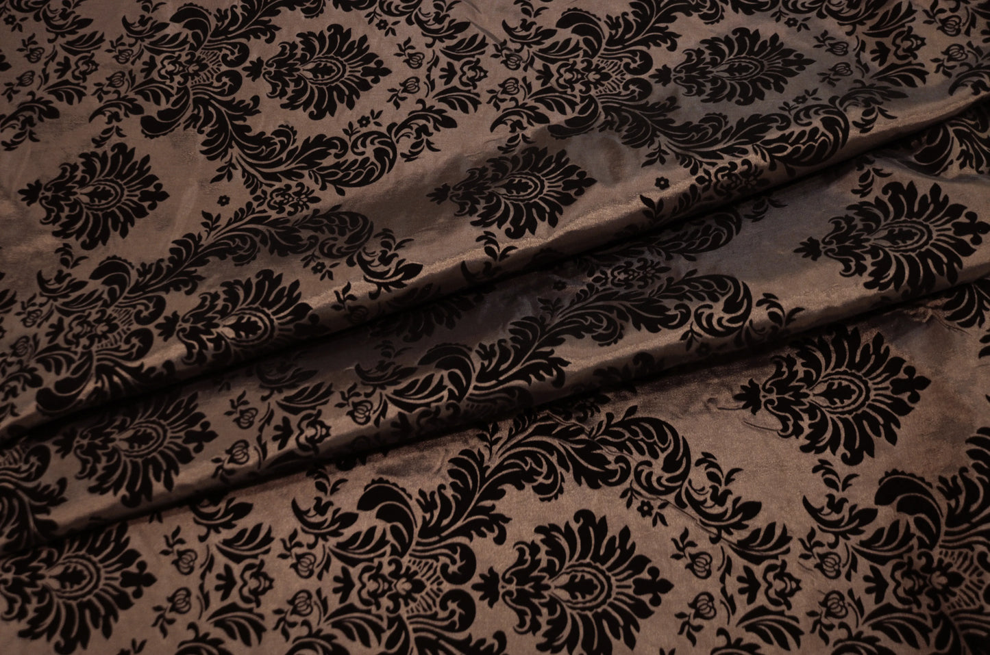Damask Flocking Brown on Black