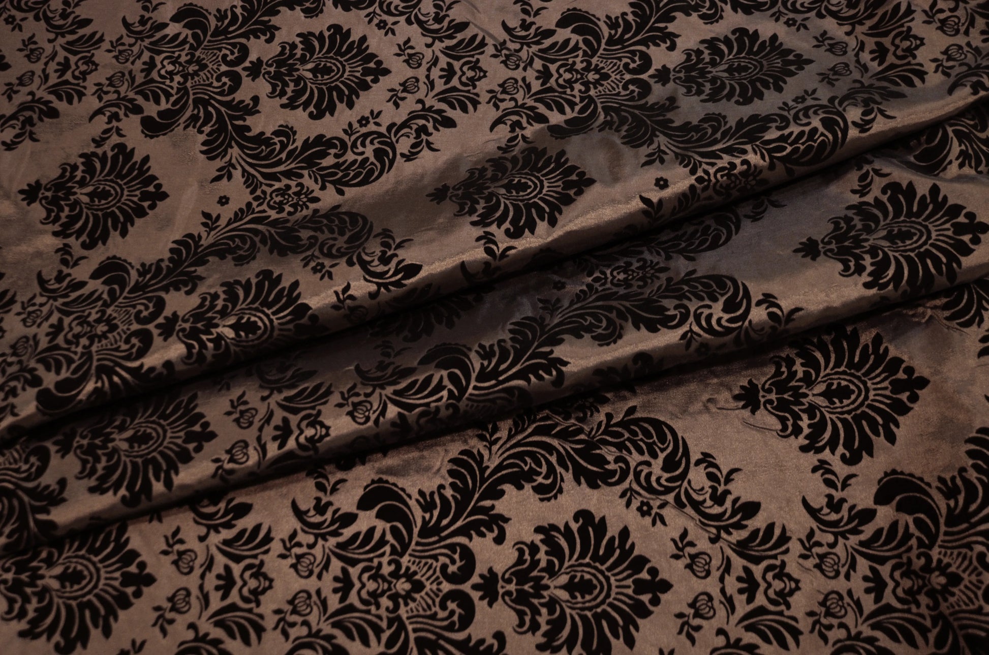 Damask Flocking Brown on Black