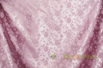 Floral Jacquard Satin Fabric by the Yard | Isabella Floral Jacquard | 60 Wide | Rose Jacquard Satin Fabric |